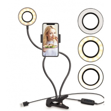 Lampa circulara LED Ring Light Suport telefon si prindere clema , Vlogging MakeUp